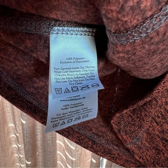 Eddie Bauer Burnt Orange Quarter Zip Fleece Lined Sweater Size Small - Picture 7 of 12